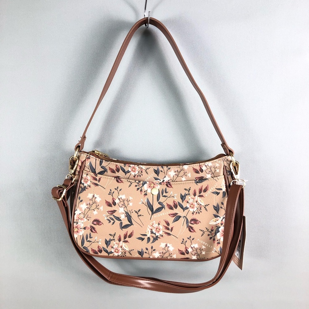 Floral Peach Shoulder Bag with Dual Straps
